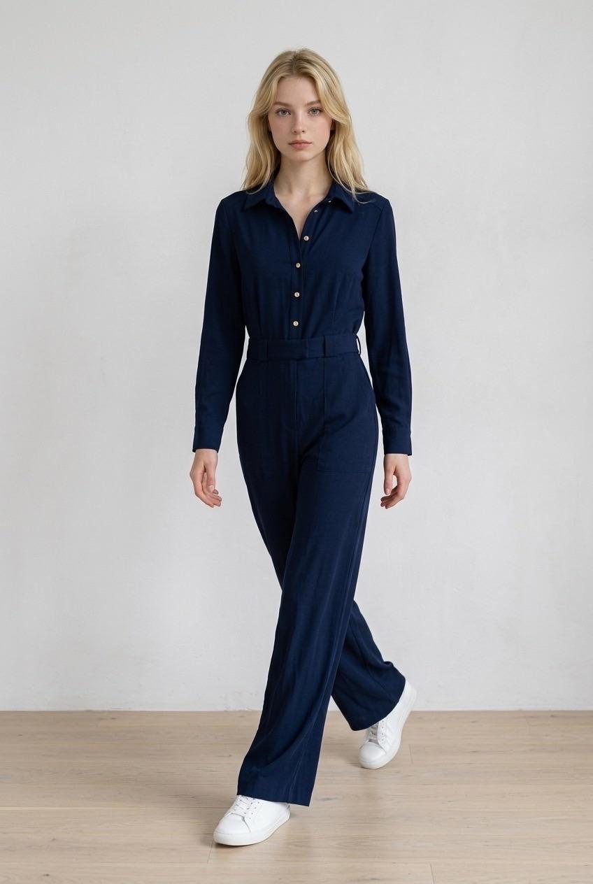 קומבינזון ג'ינס כחול נייבי Zara